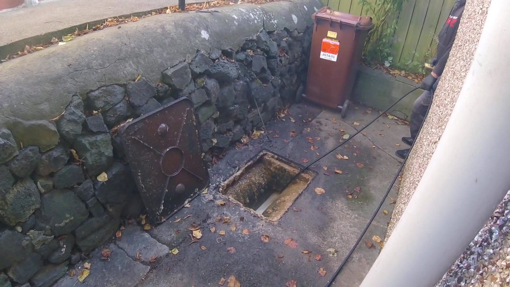 Severely Blocked Manhole Outside Front Door - Clean A Drain LTD